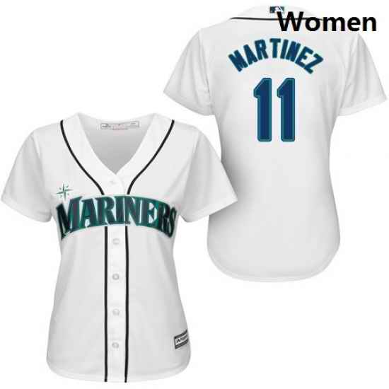 Mariners #11 Edgar Martinez White Home Women Stitched Baseball Jersey